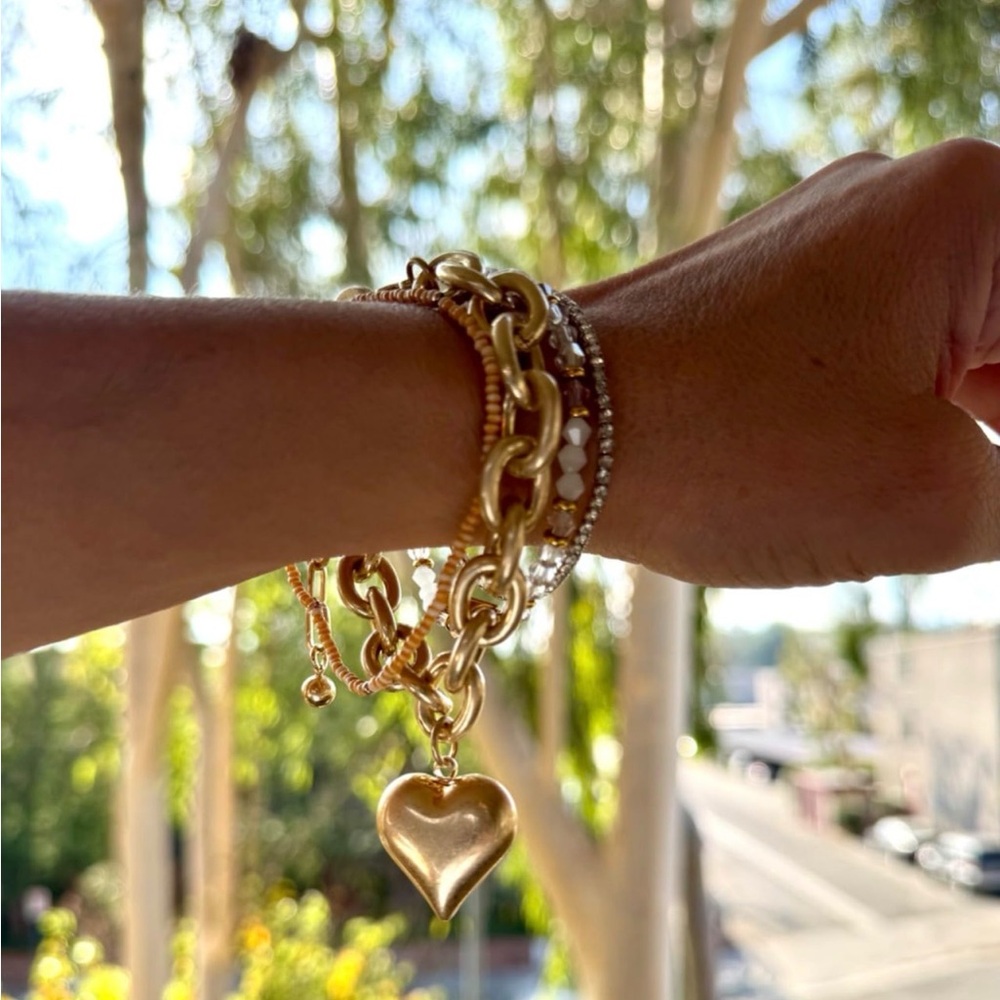 Gold Heart Charm Bracelet - Picture 2 of 6